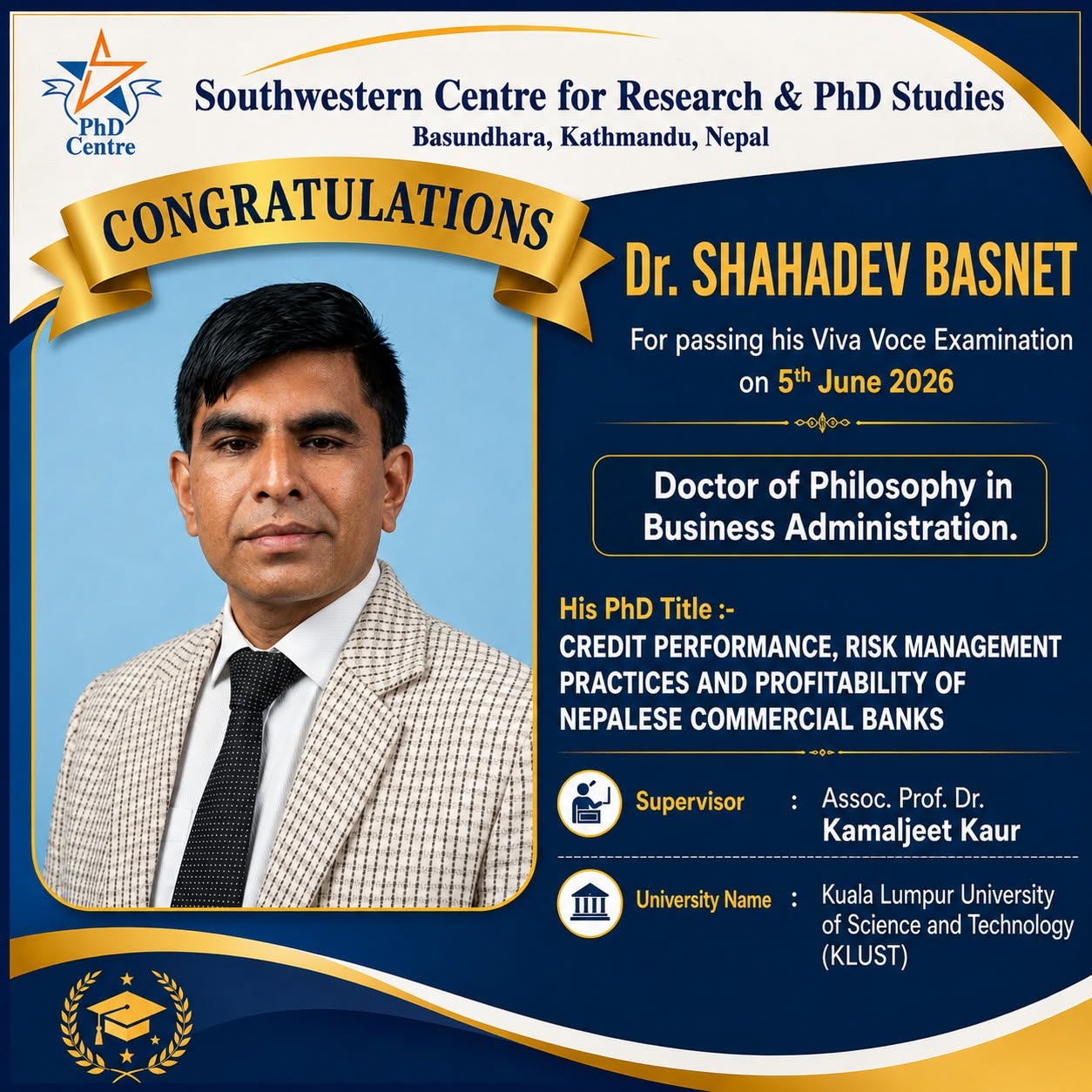 Dr. Shahadev Basnet β PhD Viva Voce