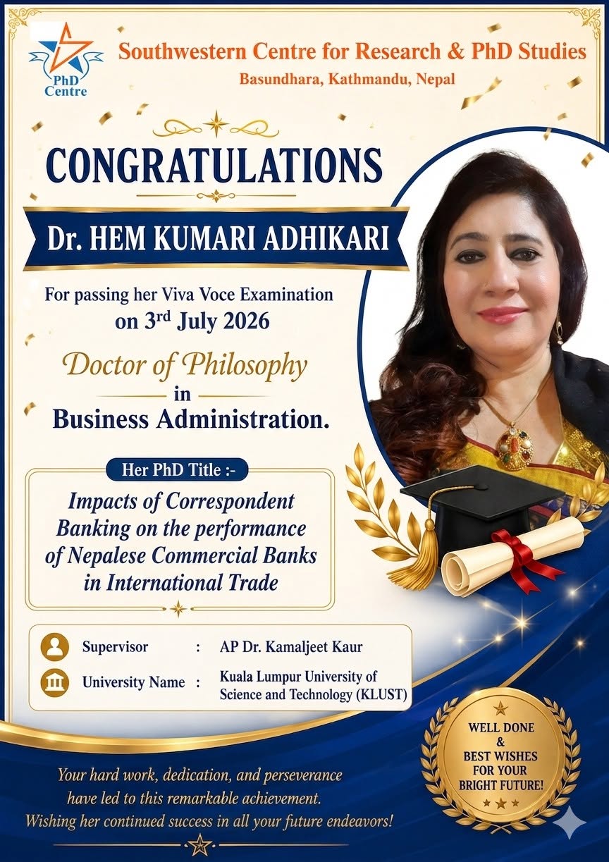 Dr. Hem Kumari Adhikari β PhD Viva Voce